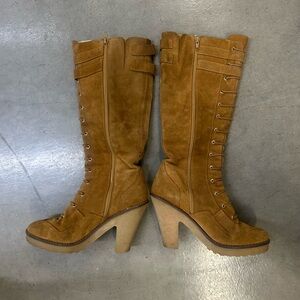 CUPLÉ Spanish BOOTS Brown Knee-High Lace-Up Women's Boots size 8